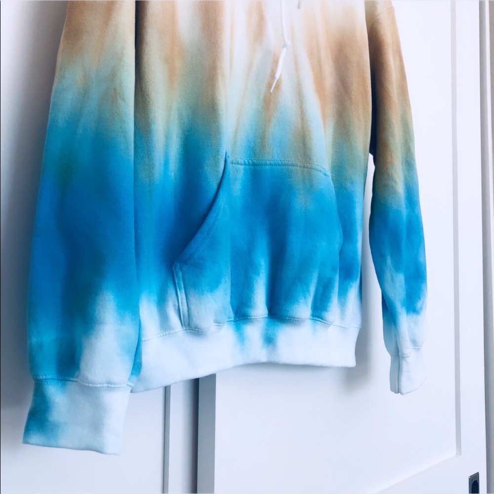 🔴SOLD🔴Tie Dye Golden Blue Colorblock NEW Hoodie - Picture 3 of 14